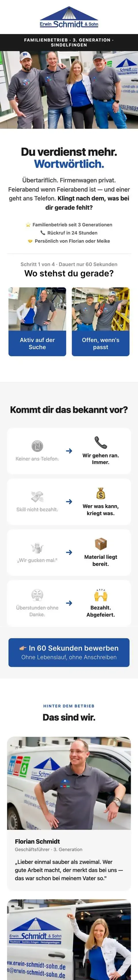 Funnel Bewerbungsseite · Erwin Schmidt & Sohn