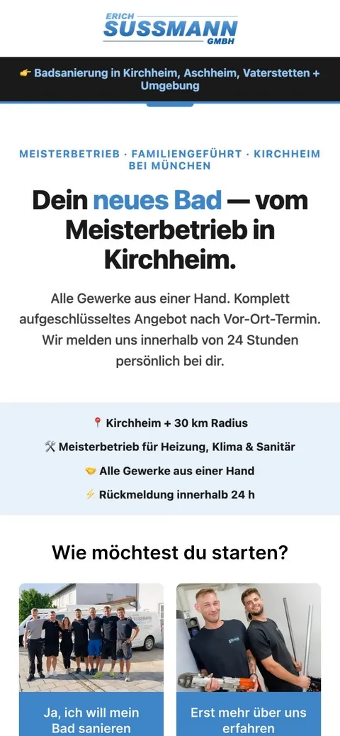 Funnel Anfrage-Seite · Erich Sussmann GmbH