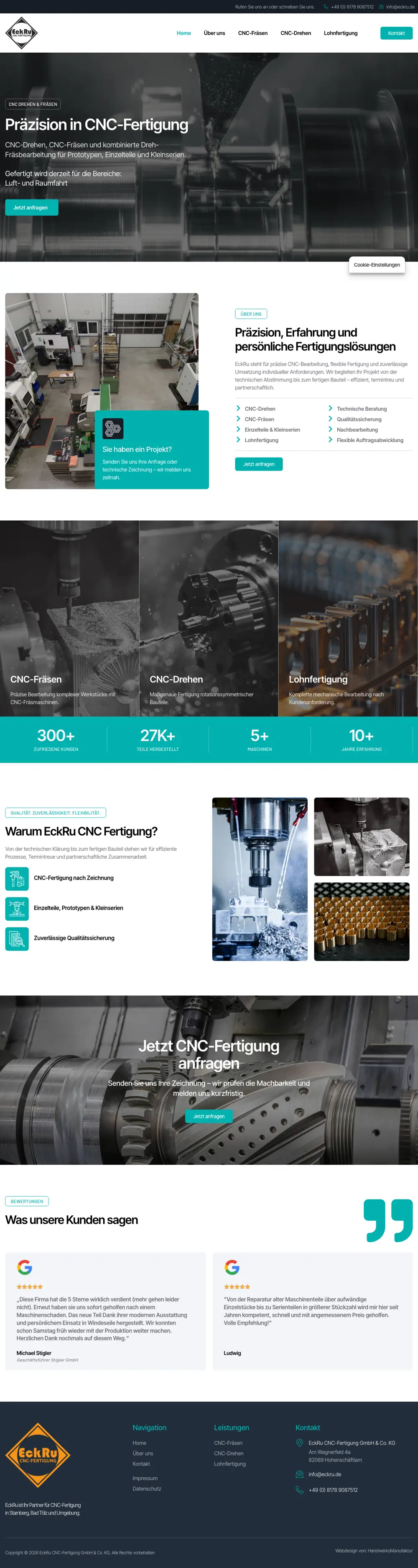 EckRu CNC-Fertigung — die ganze Seite